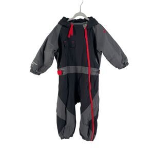 Columbia Unisex Black Gray Red Fleece Line Hooded Snowsuit Size 24 Months